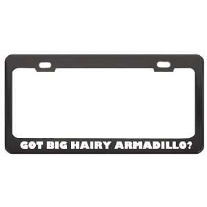 Got Big Hairy Armadillo? Animals Pets Black Metal License Plate Frame 