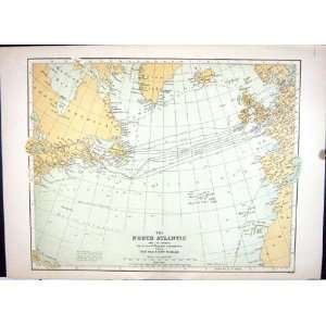  Keane Antique Map 1886 North Atlantic Iceland Greenland 