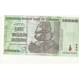  Zimbabwe 50 Trillion Dollars Bank Note 2008 Uncirculated 