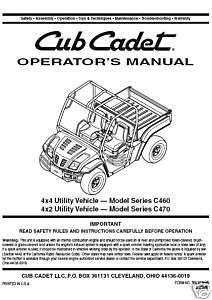 Cub Cadet Parts Manual Model C460 470 Utility Vehicle  