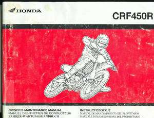 Honda CRF450R Owners Motorcycle Manual 2000 2001  