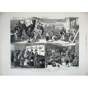  1882 Egypt Refugee Ship Britain People Feeding Dog