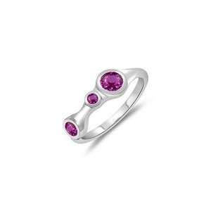  0.51 Cts Pink Sapphire Three Stone Wedding Band in 14K 