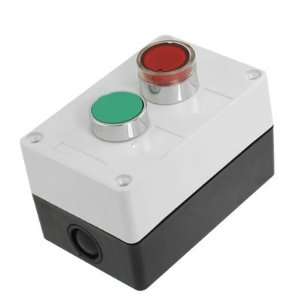  DC 24V Red Signal Light Green Flat Cap Momentary Push Button Switch 
