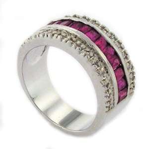  Renew Your Vows   Exquisite Wedding Band with Ruby CZs 