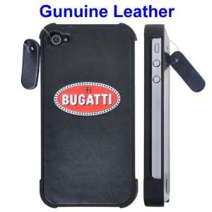   Logo Genuine Leather Coated Plastic Case Cover for iPhone 4/iPhone 4S