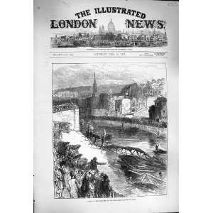  1877 Scene Disaster Widcombe Foot Bridge Bath England 
