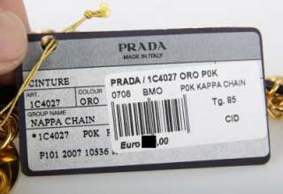 NEW PRADA GORGEOUS GOLD CHAIN LEATHER SIGNATURE BUCKLE BELT 85/34 