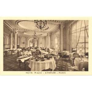   Vintage Postcard Dining Room   Hotel Plaza Athenee   Paris France