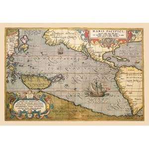  Vintage Art Map of the Pacific Ocean   09048 0