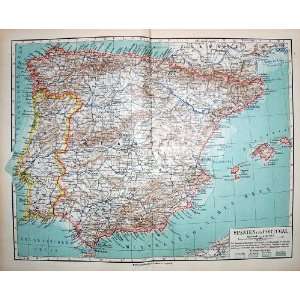 Meyers German Atlas 1900 Map Spain Portugal Spanien 