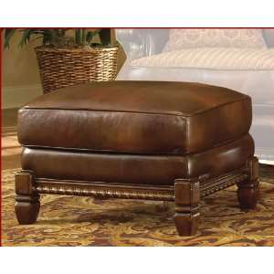  Aico Windsor Court Wood Trim Leather Chair Ottoman   70975 