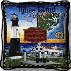  Tybee Island Lighthouse Pillow   17 x 17 Pillow