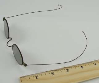 Antique Glasses Spectacles Metal Frames Wire Arms Oval Tinted Lenses w 