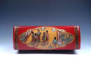   Vintage Leather Finish Ancient Ladies Painted Large Jewelry Box  