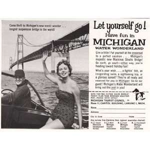   Ad 1958 Michigan Suspension Bridge Michigan Tourist Council Books