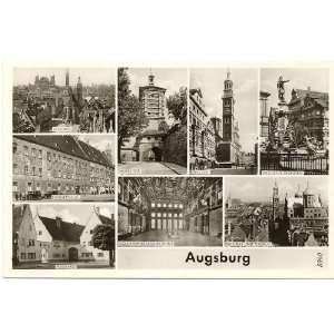    1950s Vintage Postcard   Views of Augsburg Germany 