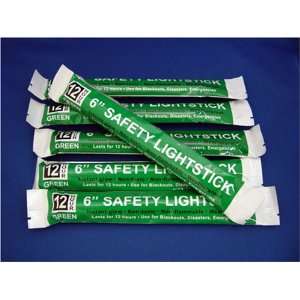  6 12 hour Safety Emergency Lightsticks Green Color