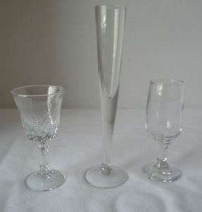 MIXED LOT OF 3 CLEAR CRYSTAL CORDIAL /APERTIF GLASSES  