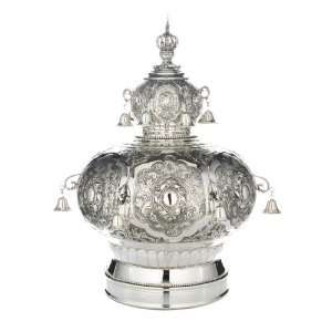    Silver Plated Torah Crown with Broad Leaves 