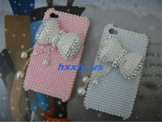 Apple Iphone 4 4G Pearl Bow Crystal BLING Hard case PIK  