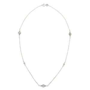  Sterling Silver CZ Round Station Necklace, 18 inch 