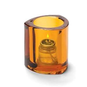   Tealight Lamp, Thick Triangle, Amber, 2 7/8H x 2 3/4W