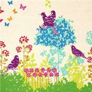  echino canvas fabric Wish green birds flowers Kitchen 