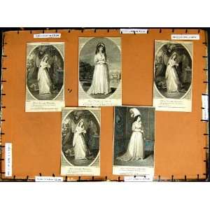  5 Prints C1790 C1940 Theatre Ladies Gough Mansell