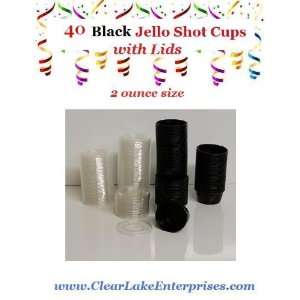  40 Black Jello Shot Glasses / Souffle Cups / Portion Cup 