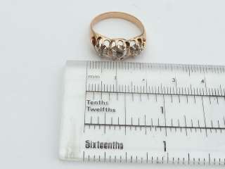 Splendid Georgian 9ct Gold Triple Diamond Ring UK Q US 8 *123  