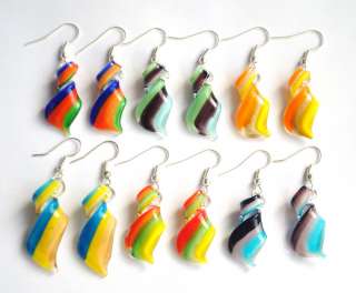 wholesale Lots 144Pairs 24styles Lampwork Glass Bead Earrings Ear hook 