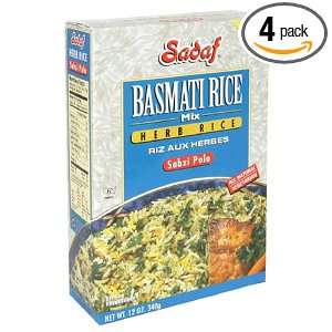Sadaf Basmati Rice Sabzi Polo Family, Herbs Rice, 12 Ounce Boxes (Pack 