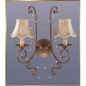  Wrought Iron Wall Sconce, JB 7072, 2 lights, Aged Gold, 14 