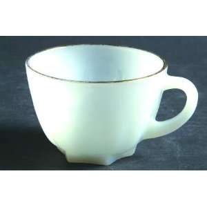   Anchor Hocking 1950s Milk Glass Cup W Gold Trim Cryst Classic Pattern
