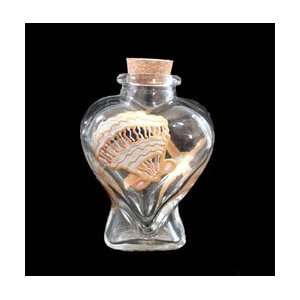 Sea Shell Shimmer   Hand Painted   Large Heart Shaped Bottle   6 oz.