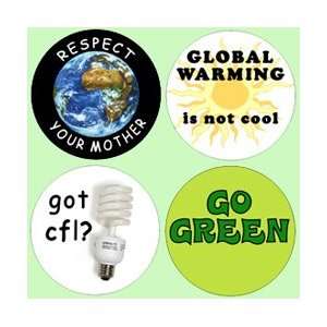 GO GREEN Pinback Button 1.25 Pins / Badges ECO FRIENDLY Earth Day 