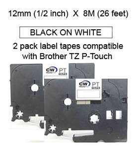 2PK PT tape fo Brother TZ231 TZe231 12mm P touch TZ PT200 PT1000 
