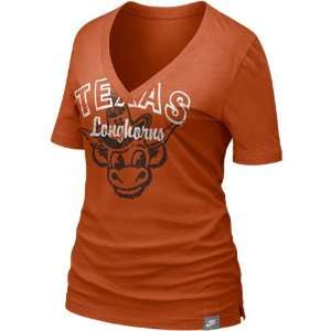   Longhorns Ladies Focal Orange Vault V neck T shirt