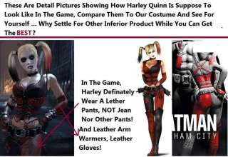 Batman Arkham City Asylum  Harley Quinn Costume Cosplay NEW  