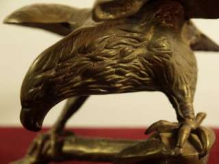   BRONZE FALCON FIGURINE LARGE ART USA US MILITARY BIRD DECOR  
