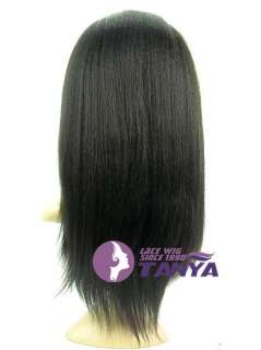 Brand NEW Italian yaki Handtied Full Lace 14 Remy Human Hair Wig 1B 