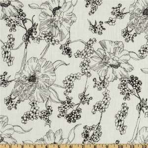   Flower Outline White/Black Fabric By The Yard Arts, Crafts & Sewing