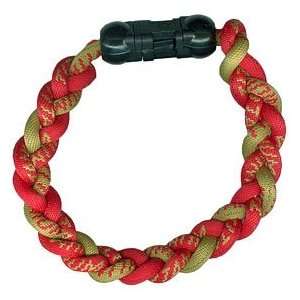  Titanium Ionic Braided Wristband   Red/Gold Sports 