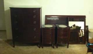 Vintage Dixie Red King Mahogany 5 pc. Bedroom Set  
