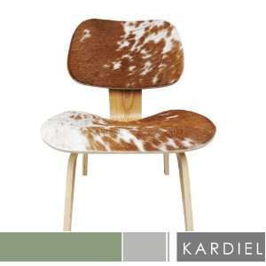  Eames Style Plywood Chair, Brown & White Cowhide