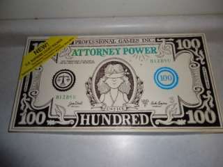 1982 Attorney Power Board Game, NEW, Lawyer Professional Games Inc 