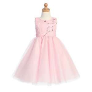  Pink Embroidered Tulle Dress Baby, Toddler & Girls Sizes 