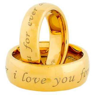 Mens Womens Tungsten Gold i love you for ever and ever Etch 2 pcs 