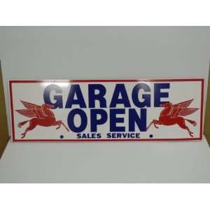  MOBIL GAS AND OIL GARAGE OPEN SERVICE SIGN W/PEGASUS 